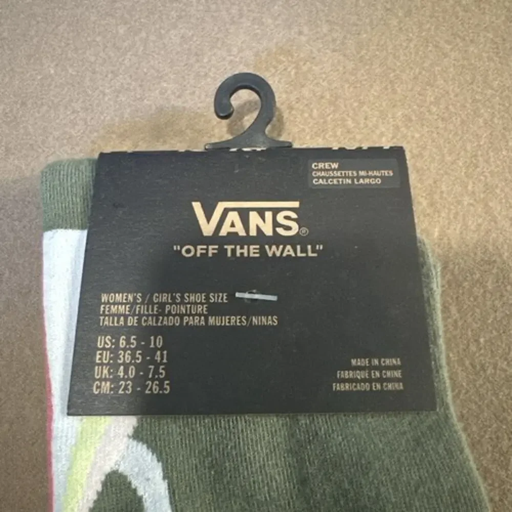 Vans Ticker Socks Crew Skull Print Olivine 1 Pair Womens Size 6.5-10 Nylon